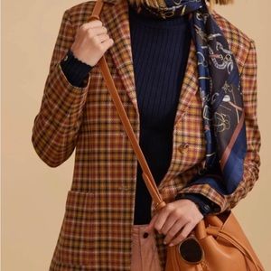 JMcLaughlin tattersall plaid blazer size Large